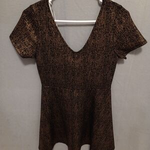 Rolla Coster Gold and Black Short Sleeve Dress Knee Size Large